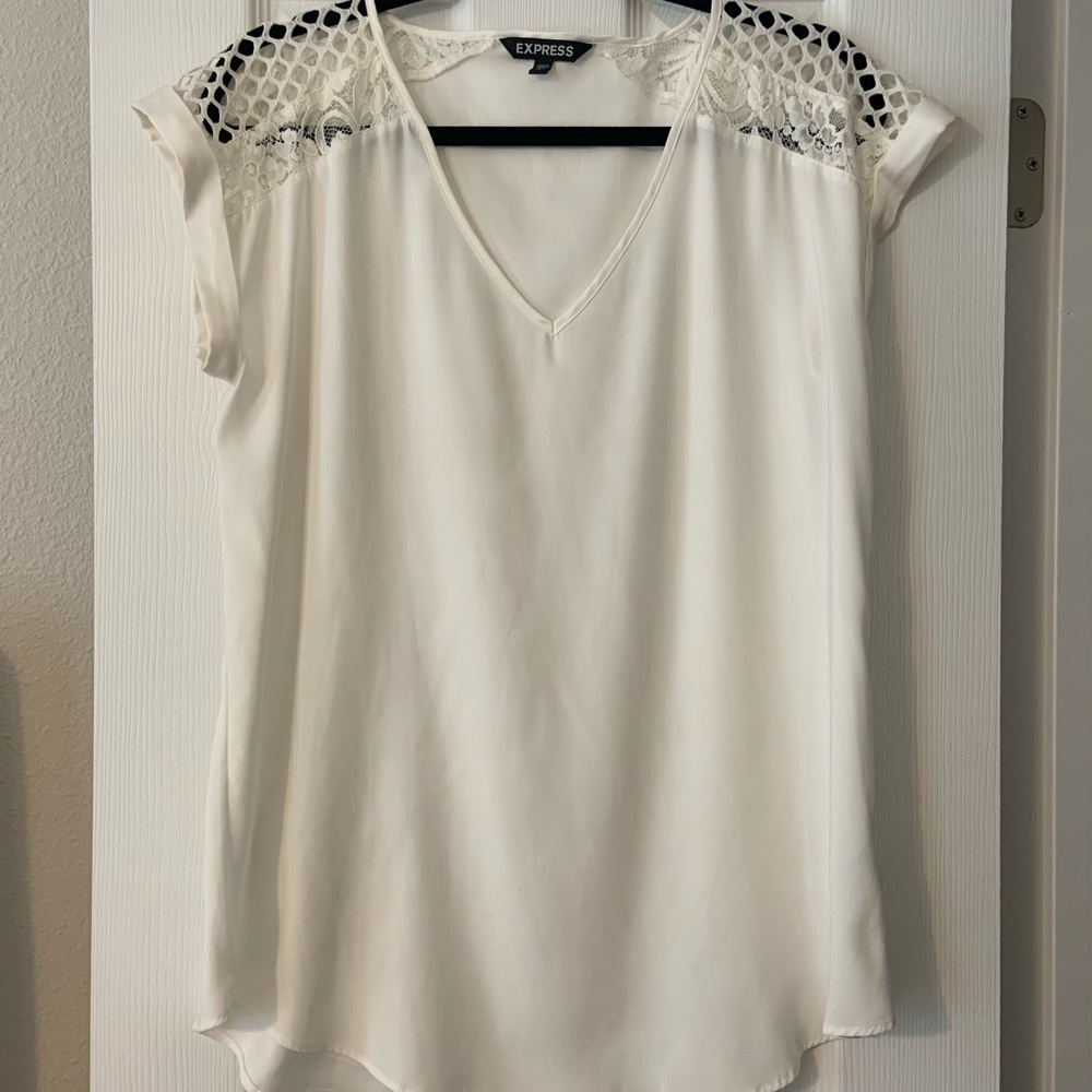Express Ivory Lace and Lattice Gramercy Top